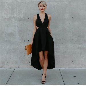 VICI Black high low cut-out dress